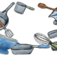 Clipart of various cooking utensils.