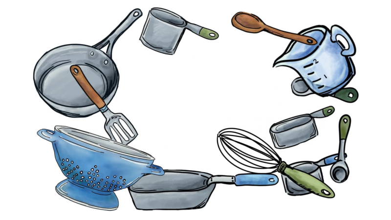 Clipart of various cooking utensils.