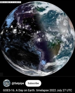 A screenshot of a timelapse video of one day on Earth.