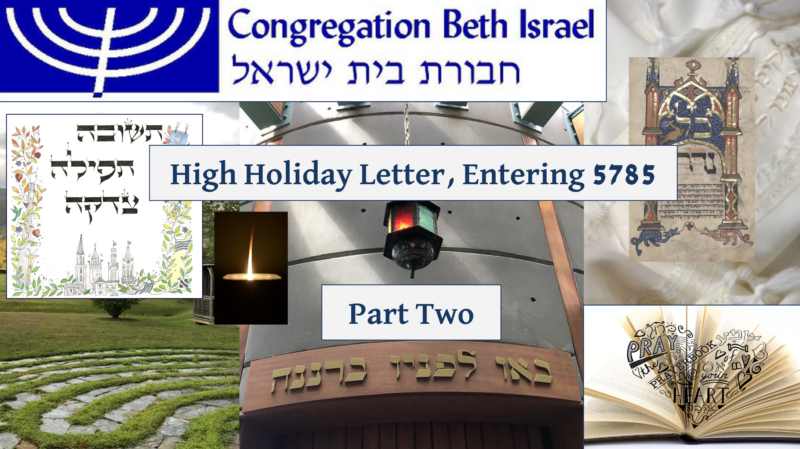 High Holiday letter, Entering 5785 (Part Two)