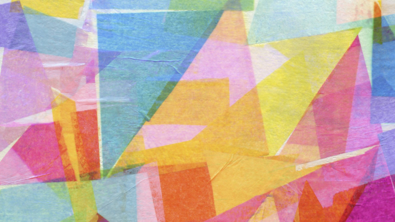 A collage made of triangular tissue paper.