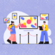 Clipart of two people looking at an art exhibit