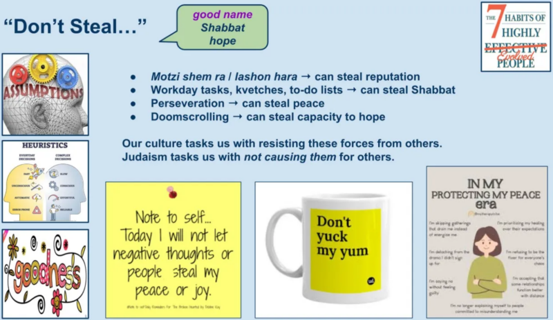 "Don't Steal..." slide from last summer’s Runway to the High Holidays class.