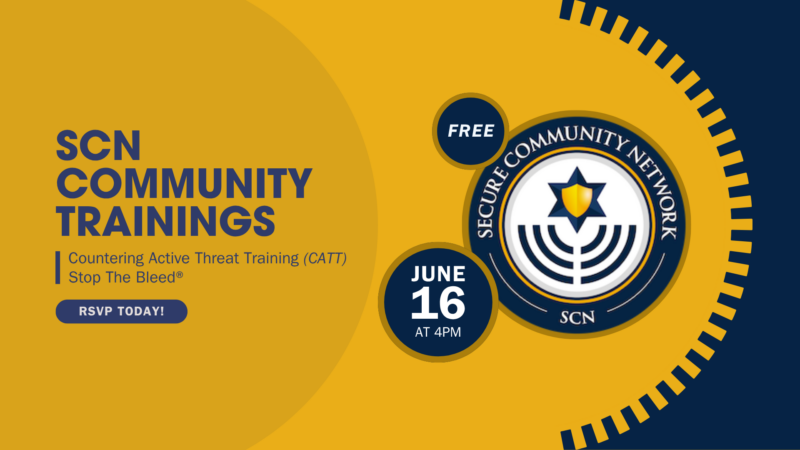 SCN Community Trainings: Countering Active Threat Training (CATT) & Stop The Bleed; Tuesday, June 16 at 4pm; free to attend.
