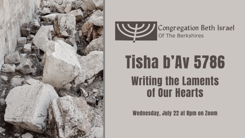Tisha b’Av 5786: Writing the Laments of Our Hearts on Wednesday, July 22 at 8pm (Zoom)
