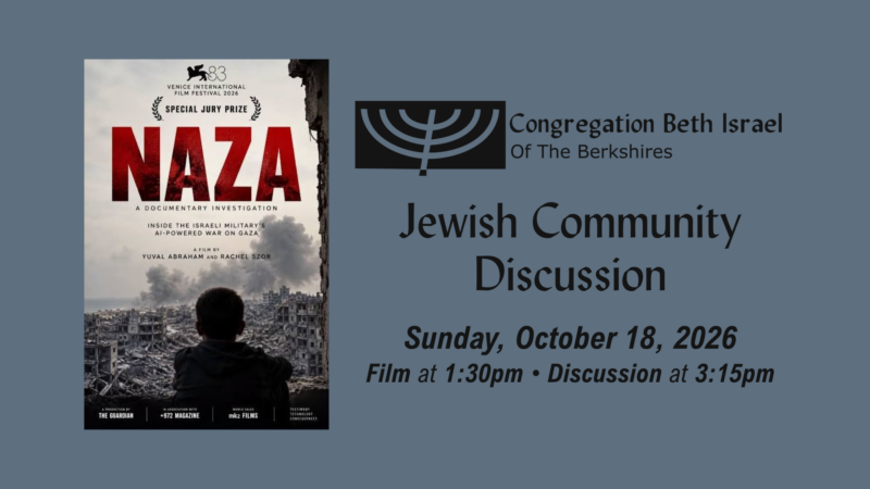 NAZA (2026) Jewish Community Discussion: Sunday, October 18, 2026.