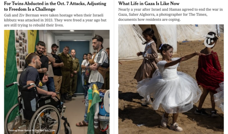 Two New York Times articles about the anniversary of October 7.
